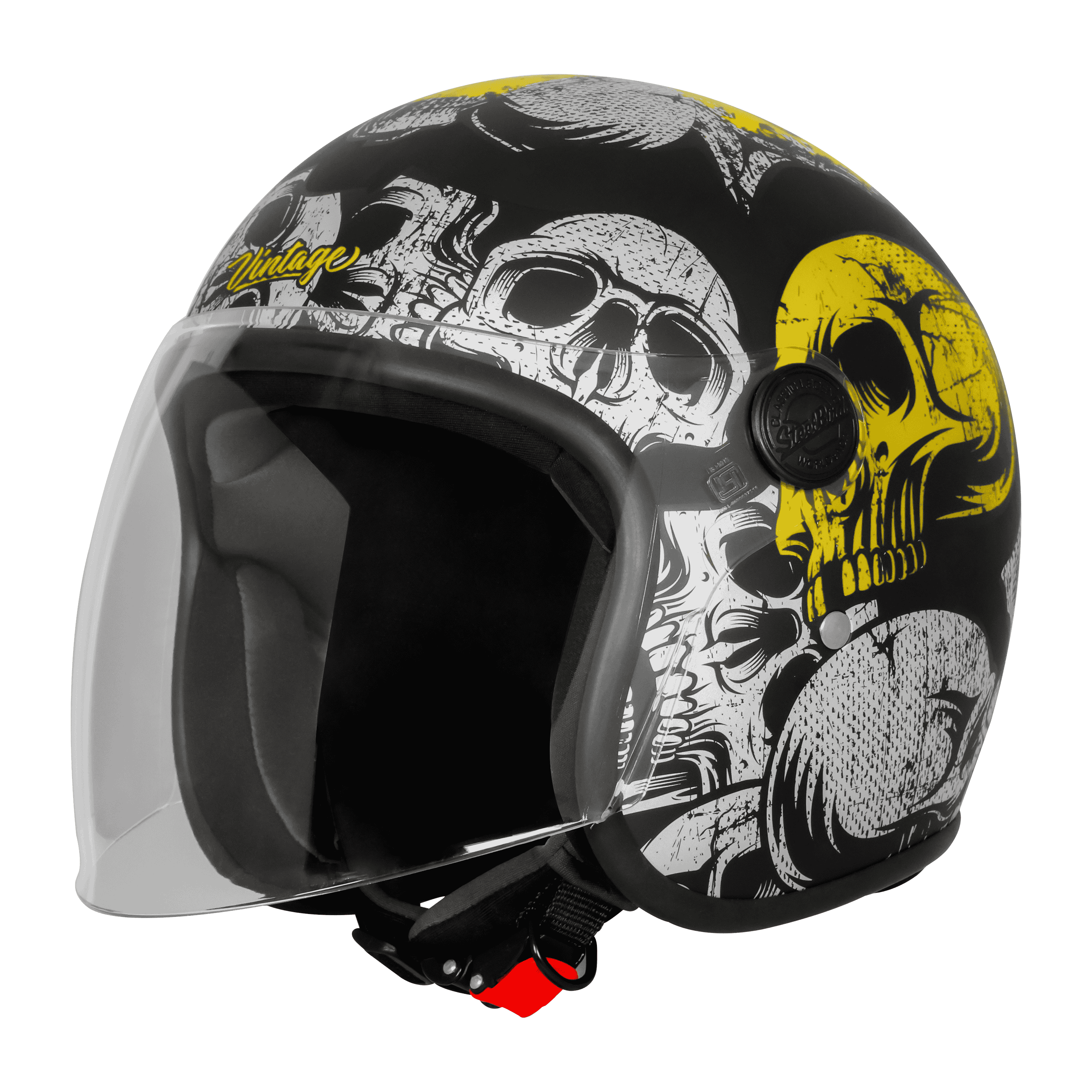 SBH-56 VINTAGE SKULL GLOSSY BLACK WITH NEON